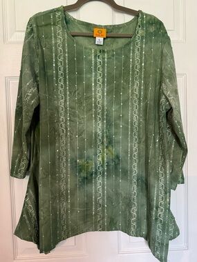 Ruby Ref Green Embellished Tunic Top